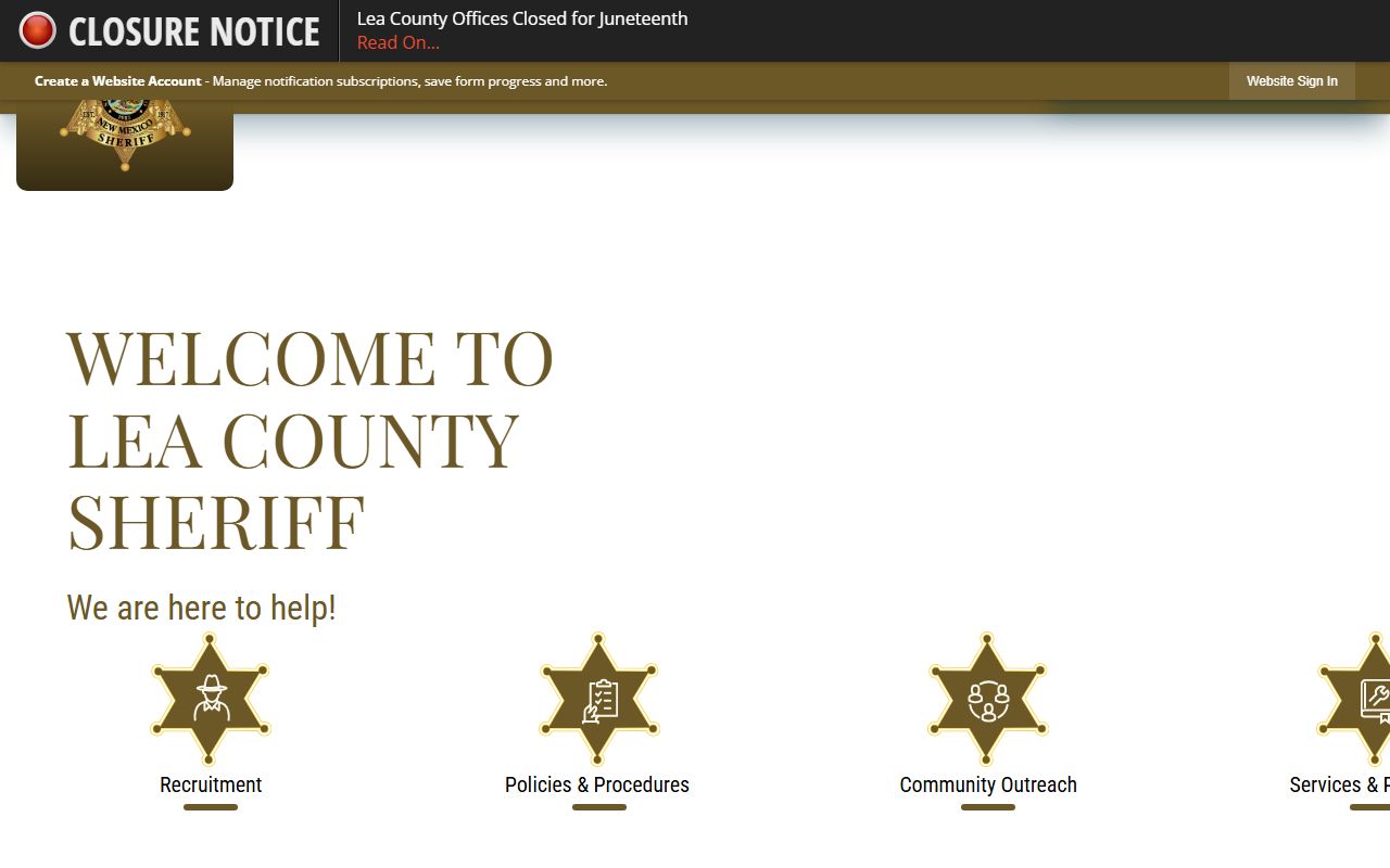 Lea County arrest records Sheriff homepage