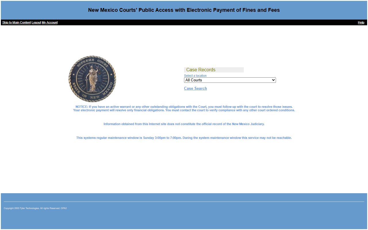 Lea County court records Odyssey Public Access landing page