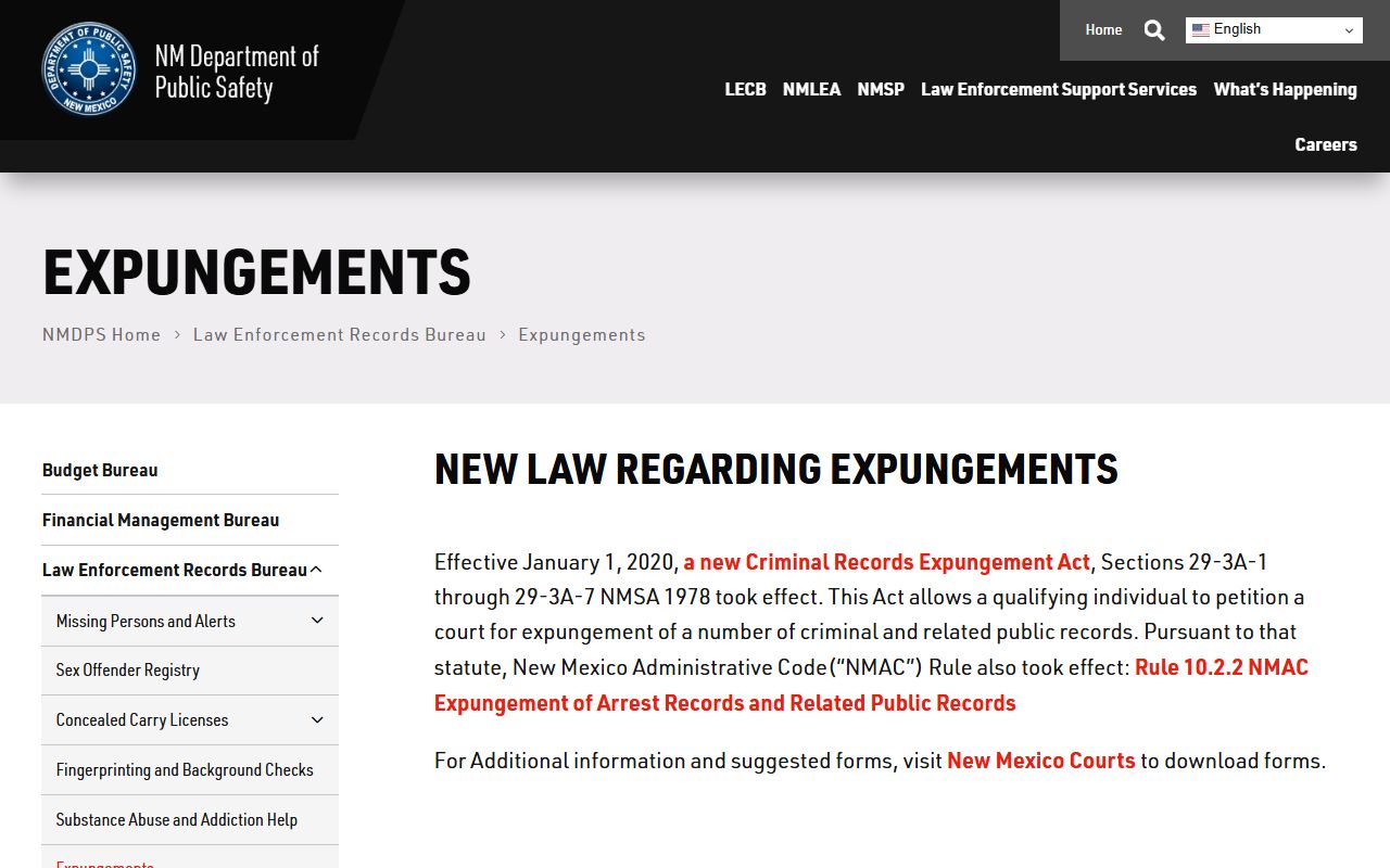 Lea County criminal court records New Mexico expungement information