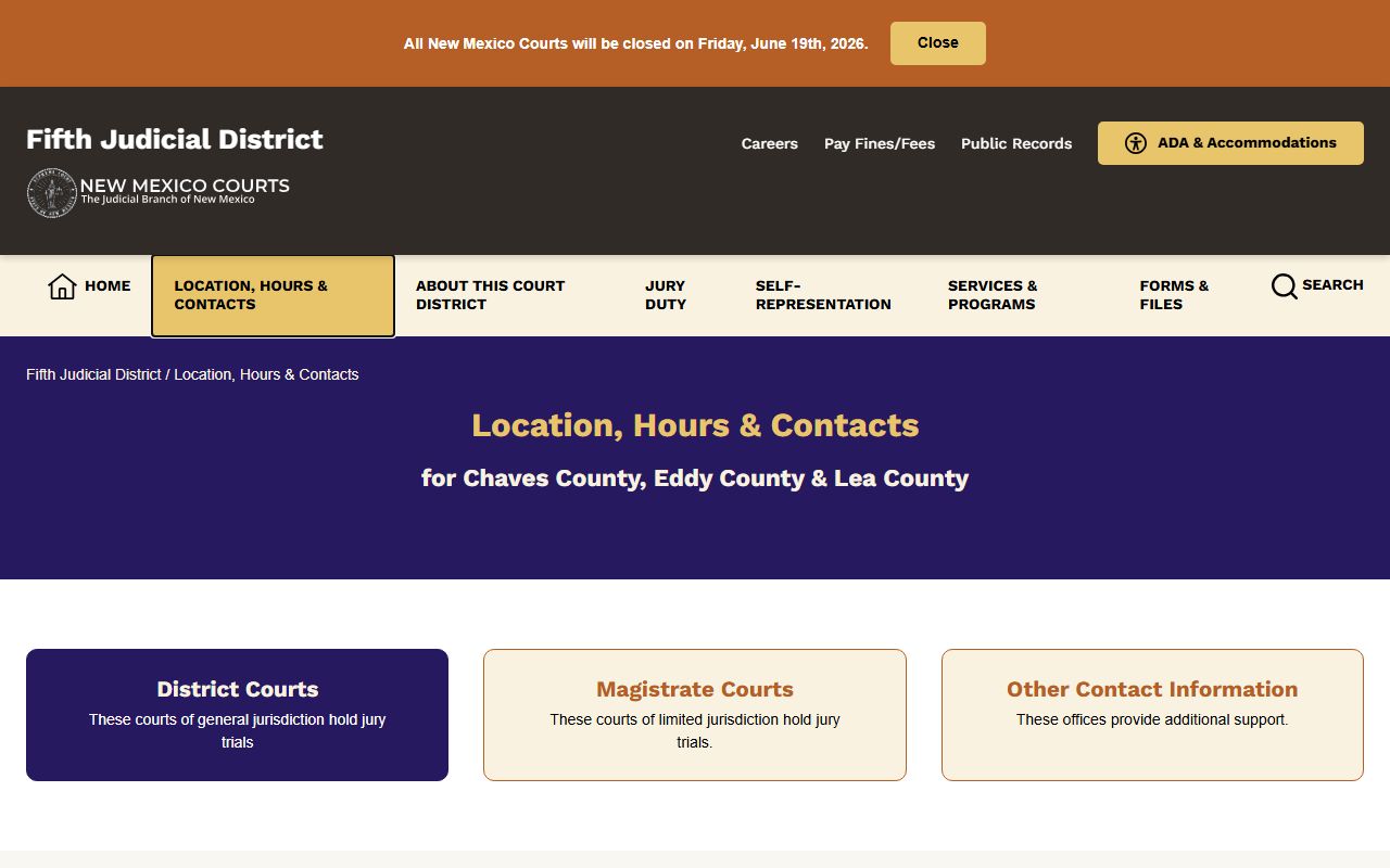 Lea County District Court records Fifth District contacts