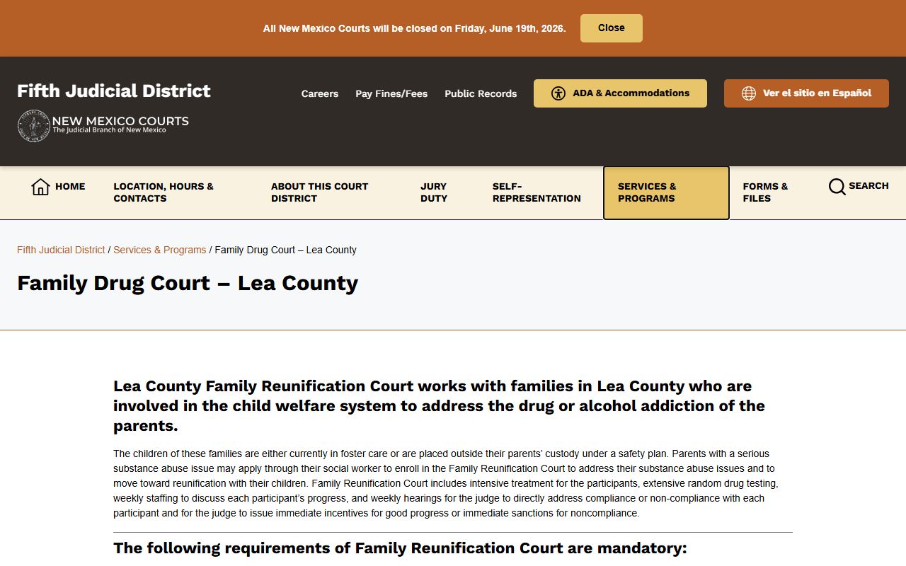 Lea County District Court records Family Drug Court program
