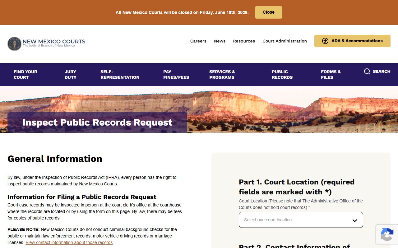 Lea County court records New Mexico Courts IPRA request form