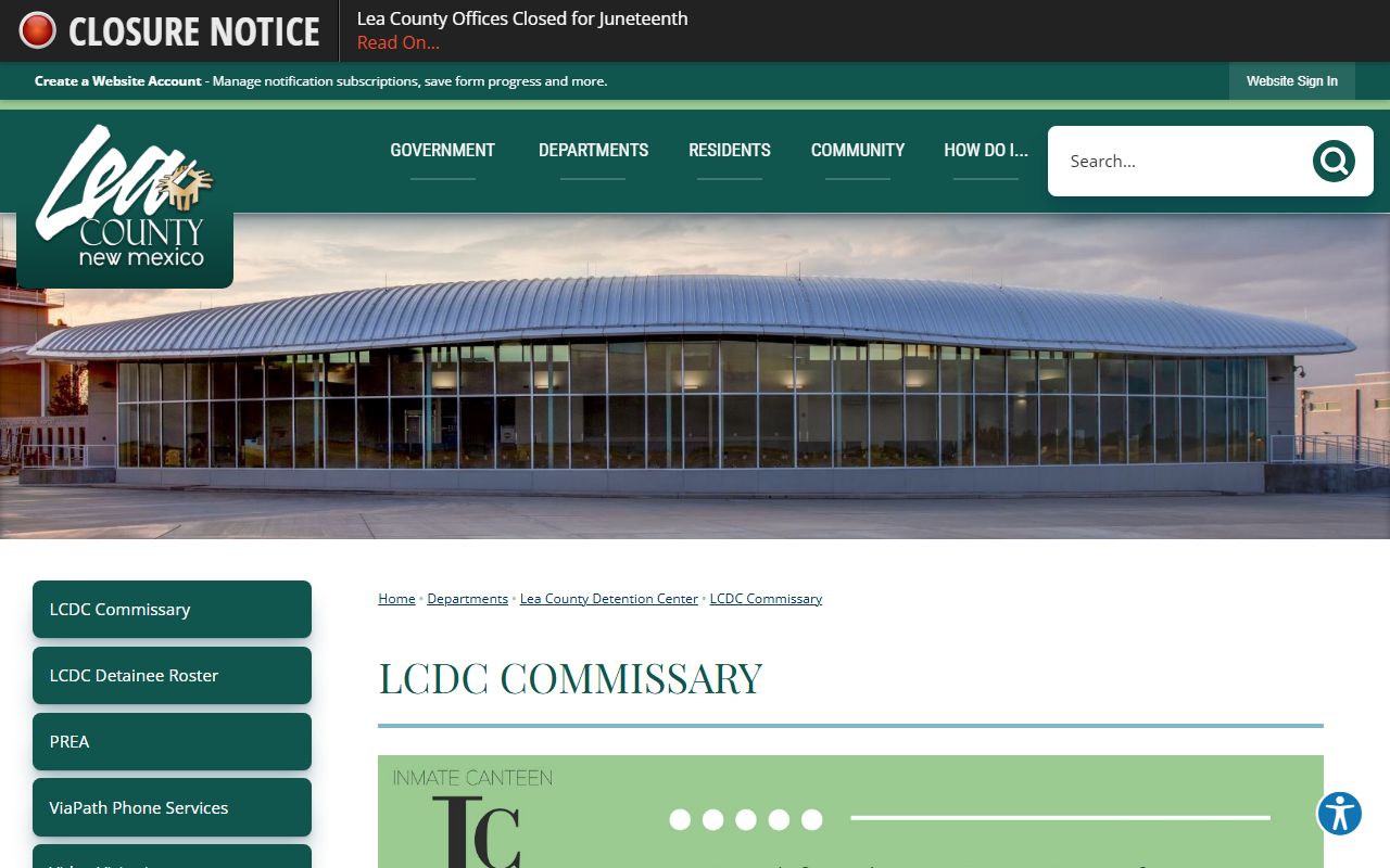 Lea County inmate records LCDC commissary information