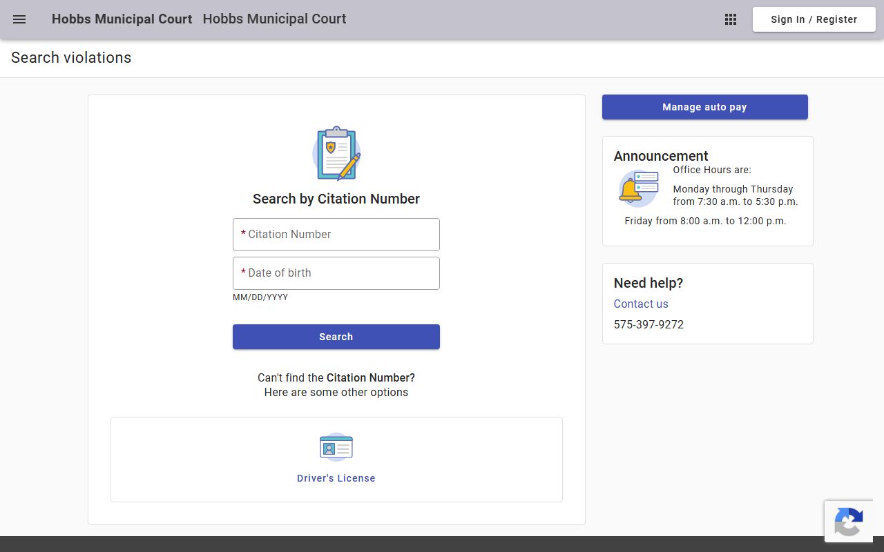 Lea County traffic court records Hobbs citation search portal