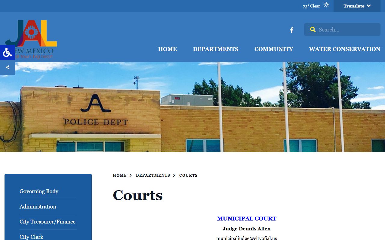 Lea County traffic court records Jal Municipal Court page