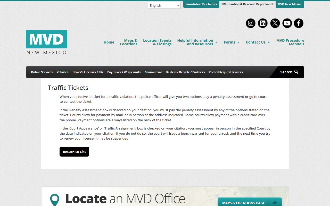 Lea County traffic court records New Mexico MVD ticket guidance