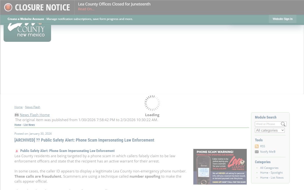 Lea County warrant records scam warning